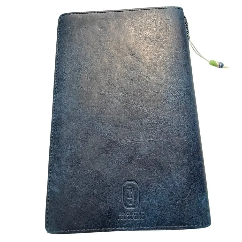 Innovative Journaling Seabreeze Leather Journal Handmade Deckle Edge Paper Navy
